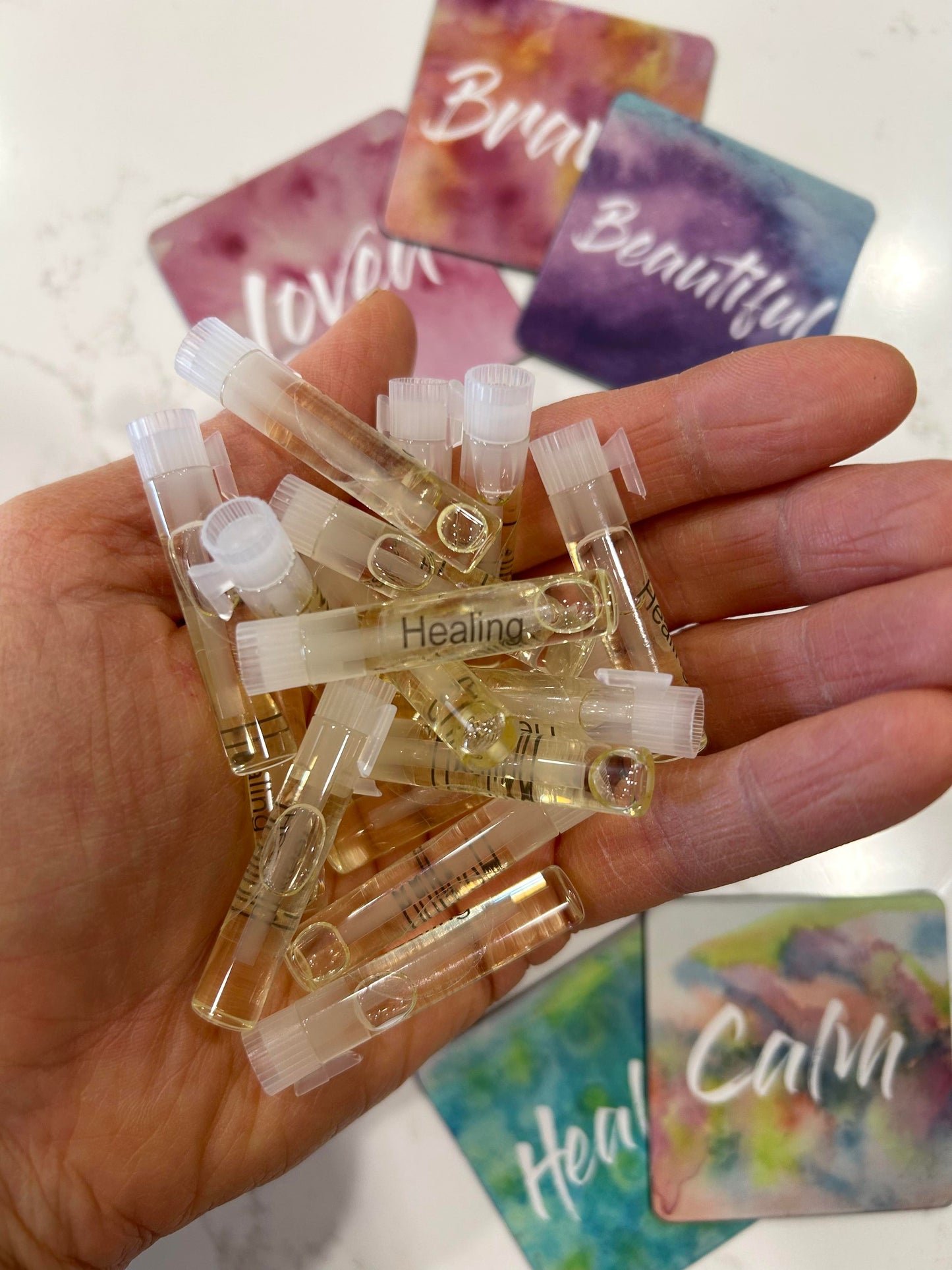 Sampler set of crystal essential oil blends
