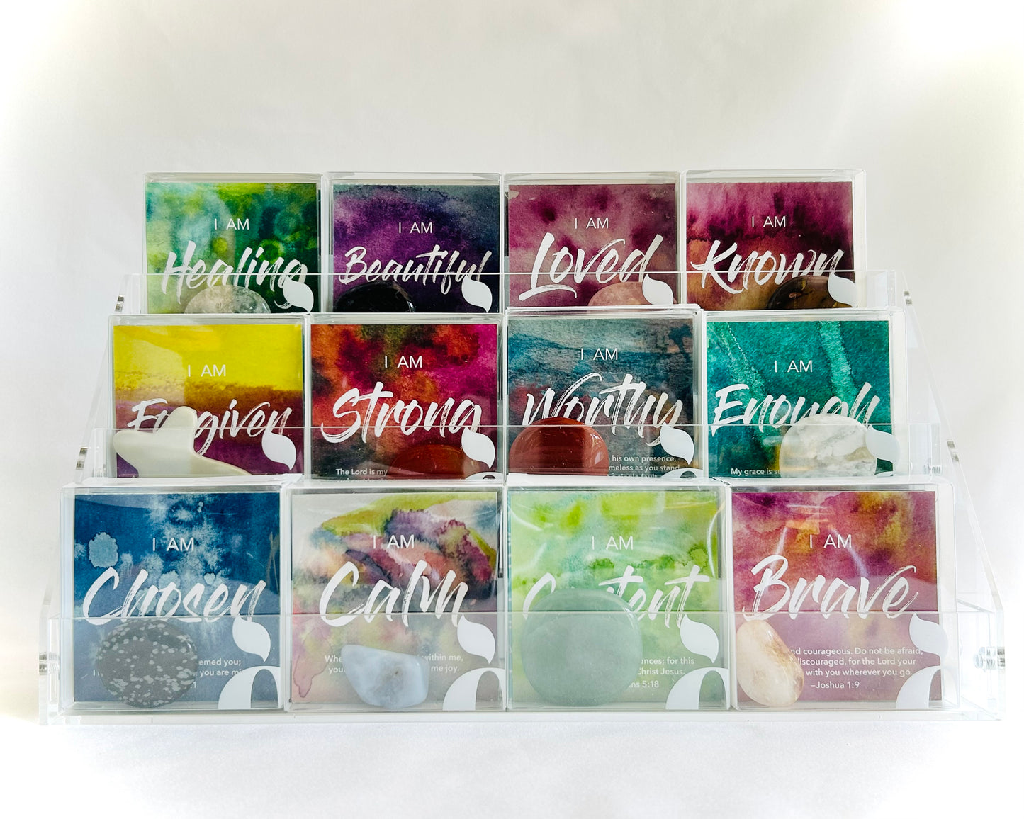 Display Rack with 36 Affirmation Gems
