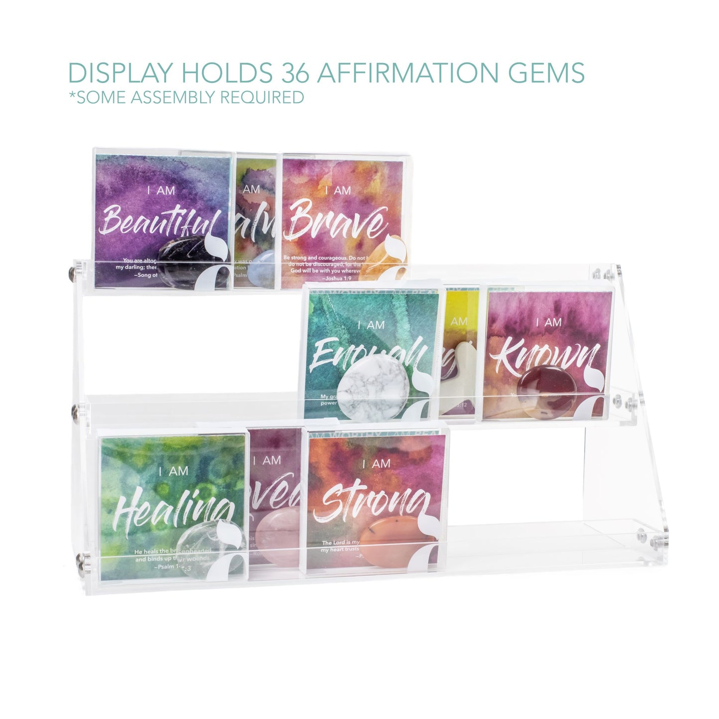Display Rack with 36 Affirmation Gems