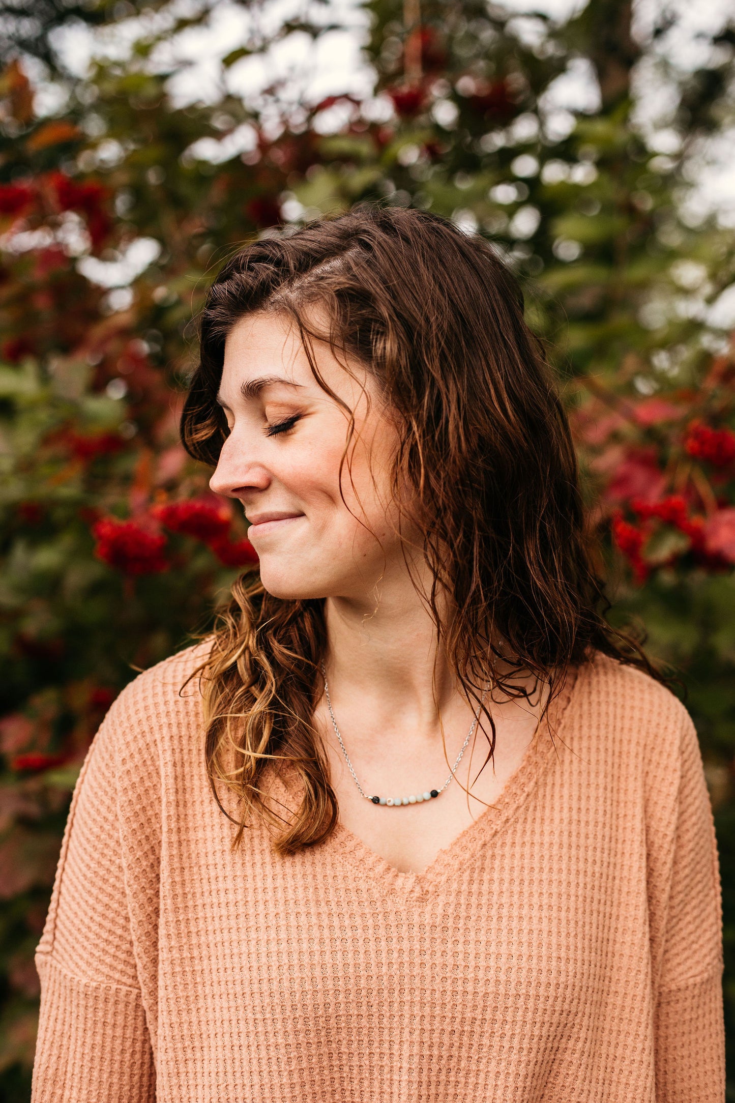 You are Worthy - Blue Lace Agate Crystal Roller bottle & Necklace set