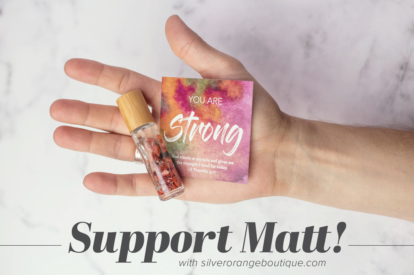 Support Matt! Red Jasper roller bottle & affirmation card