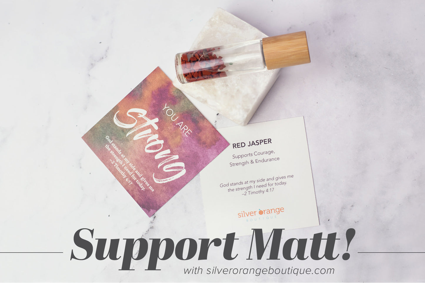 Support Matt! Red Jasper roller bottle & affirmation card