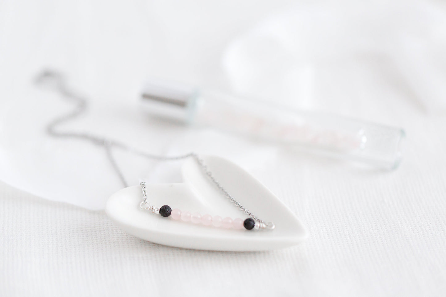 You are Loved - Rose Quartz Crystal Roller bottle & Necklace set