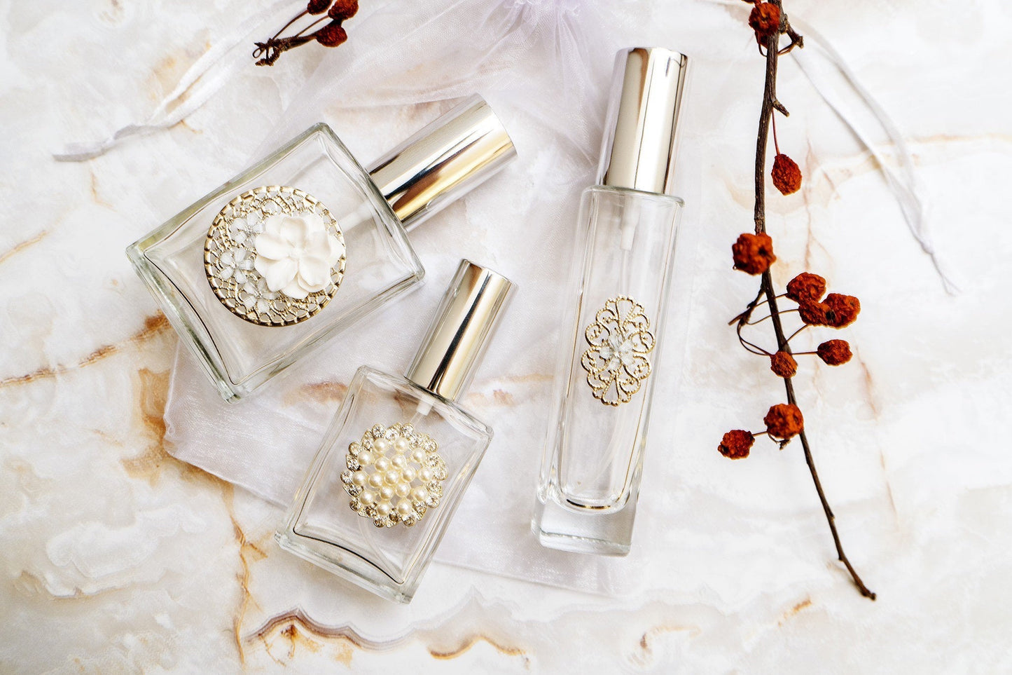 Perfume Bottle Trio - Striking Silver