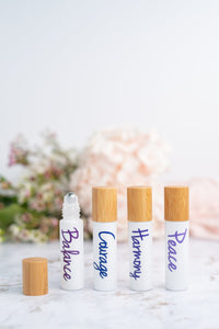 All the Feels roller bottle set with bamboo caps