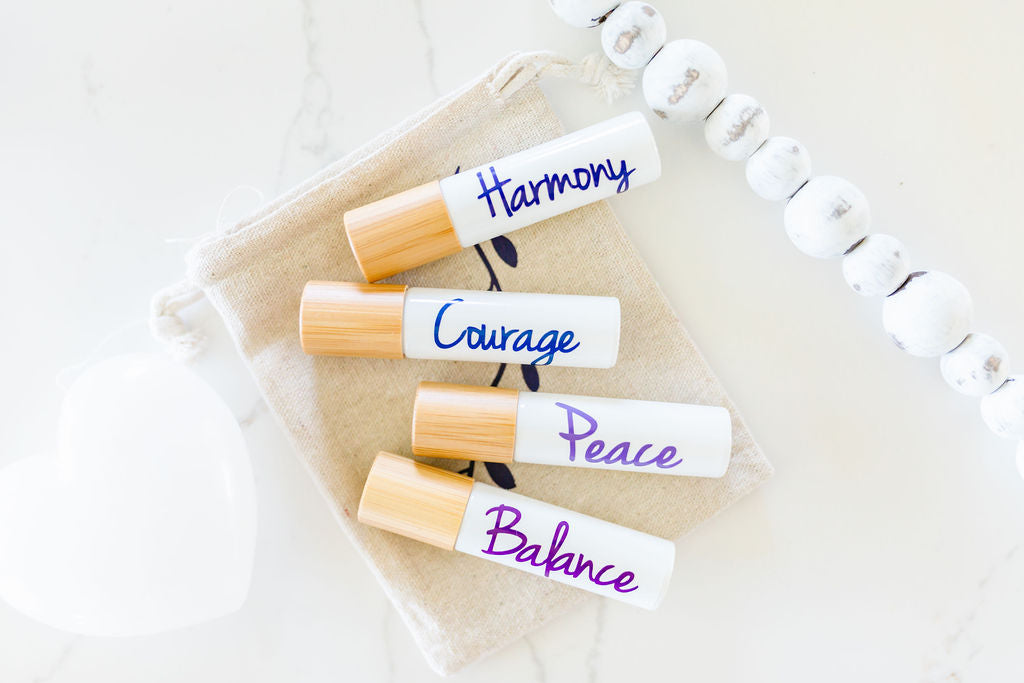 All the Feels roller bottle set with bamboo caps