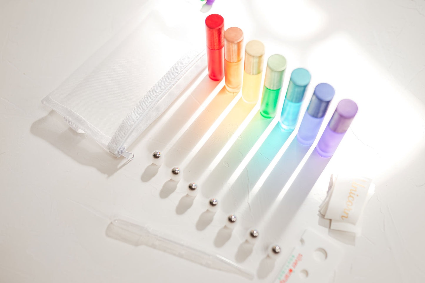 Rainbow Luxe Roller bottle set with decals and all the extras!