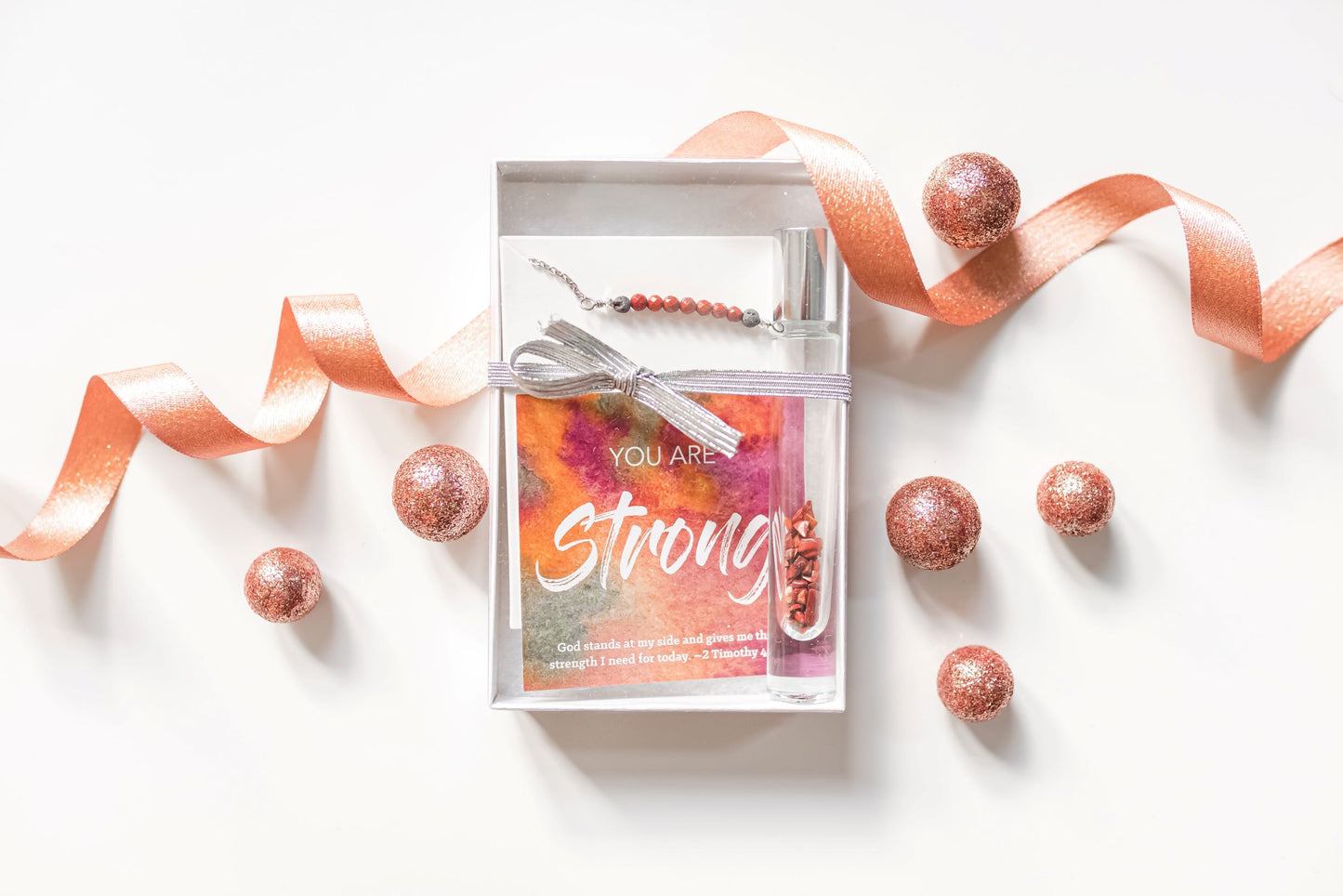 You are Strong - Red Jasper Crystal Roller bottle & Necklace set