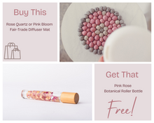 Load image into Gallery viewer, Pink Friday Special #2, Bloom or Rose Quartz Diffuser Mat with FREE Pink Rose Botanical Roller bottle
