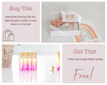 Load image into Gallery viewer, Pink Friday Special #1, Macrame Diffuser Earring Gift Set with FREE Pink Lemonade Roller Bottle
