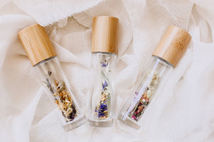 Pink Friday Special #12 - Botanical roller Trio with seed paper cards plus FREE "bouquet in a bottle" botanical roller