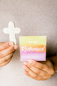 Pink Friday Special #7, You are Redeemed Affirmation Card & Soapstone Cross with FREE cross roller bottle