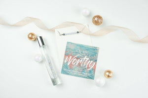 You are Worthy - Blue Lace Agate Crystal Roller bottle & Necklace set